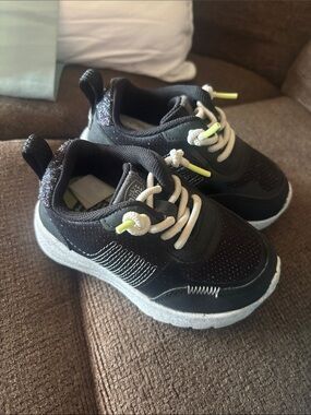Hey Dude girls Black, pink glittered Gray Athletic Sneakers with Neon Accents